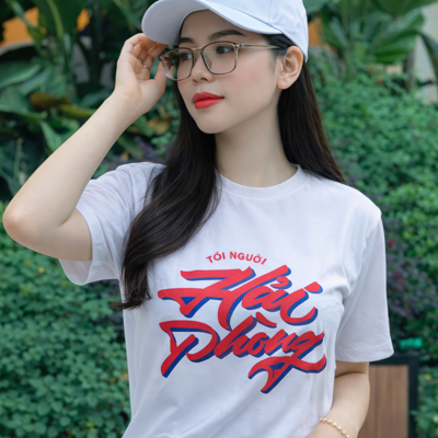 Áo "Tôi người Hải Phòng"  chất đẹp 100% cotton màu trắng 